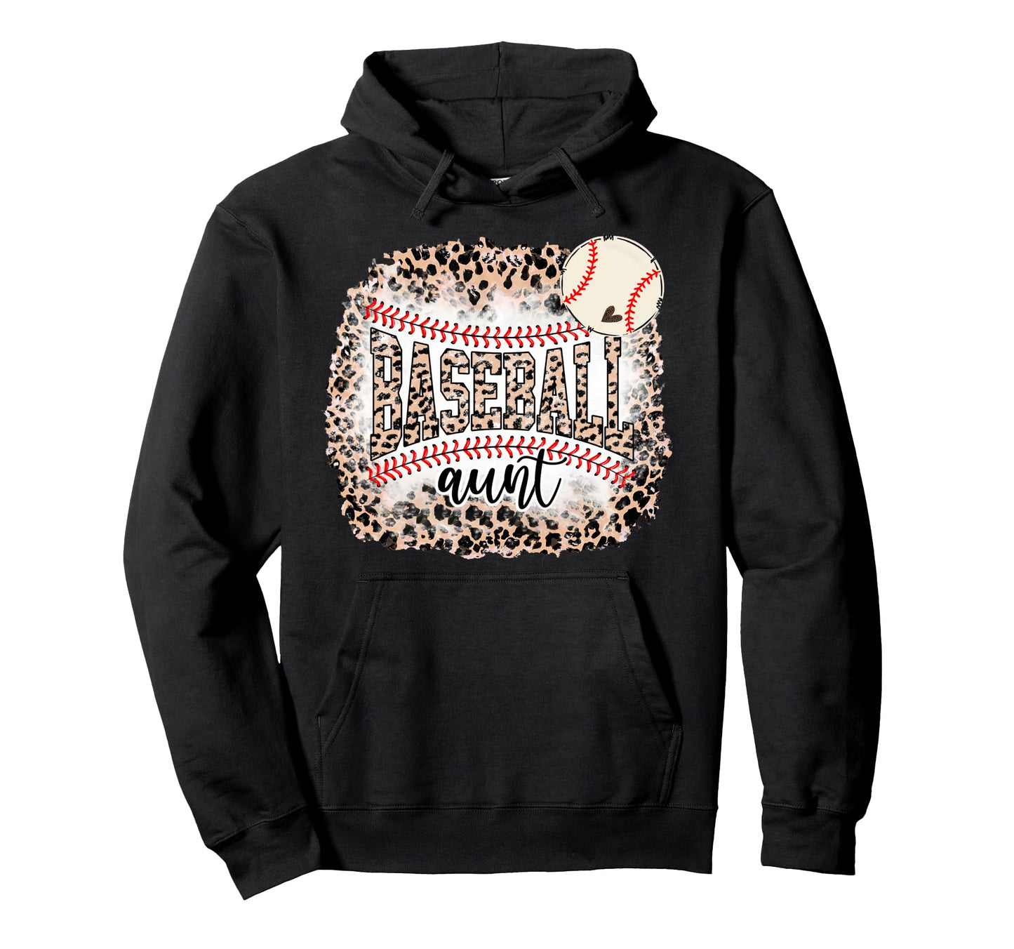 Baseball Aunt Leopard Softball Auntie Hoodie - Casual Everyday Wear Unisex - T-Shirt, Sweatshirt, Hoodie