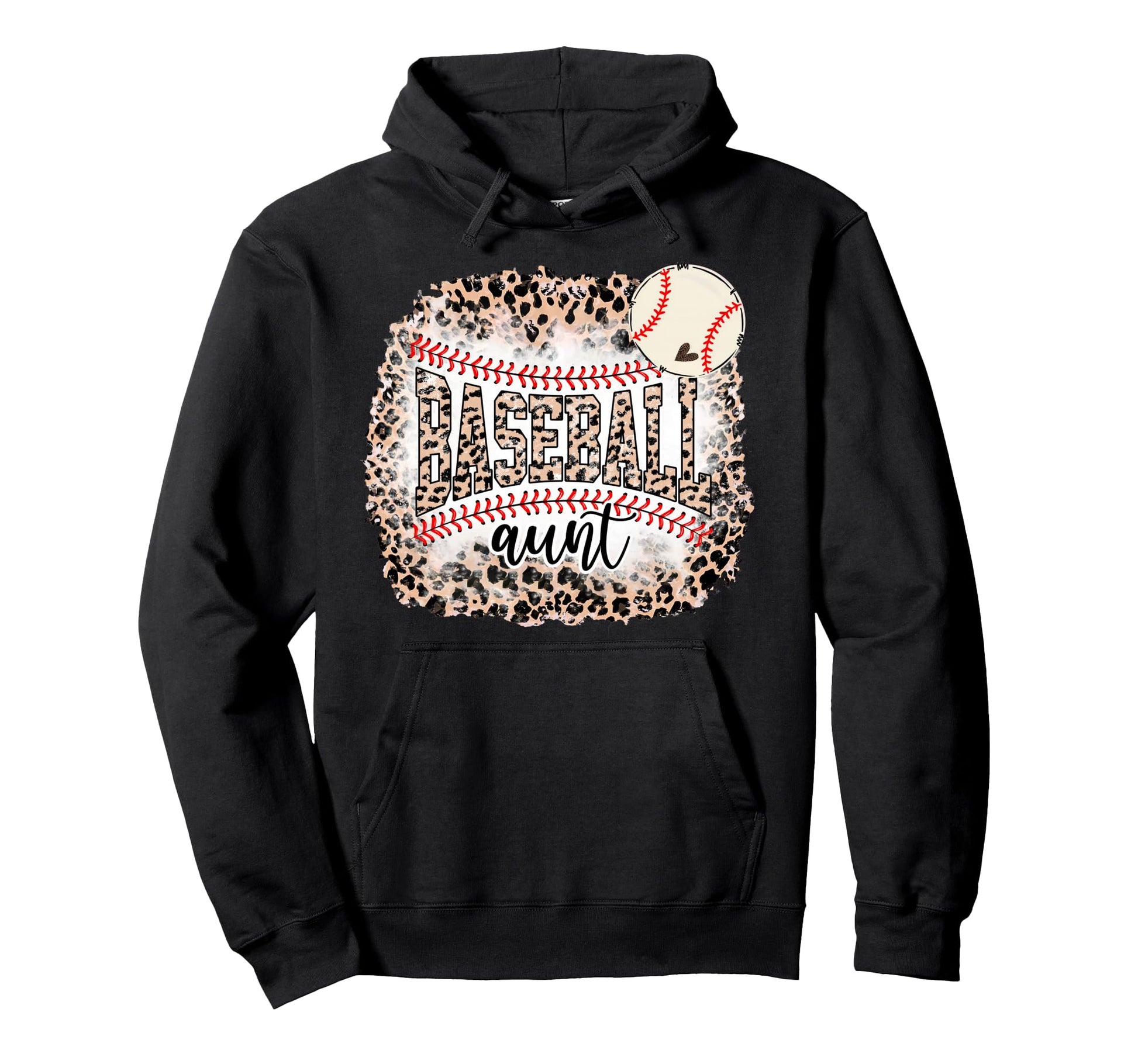 Baseball Aunt Leopard Softball Auntie Hoodie - Casual Everyday Wear Unisex - T-Shirt, Sweatshirt, Hoodie