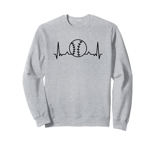 Baseball Heartbeat Funny Baseball Sweatshirt - Aesthetic Graphic Men Women - T-Shirt, Sweatshirt, Hoodie