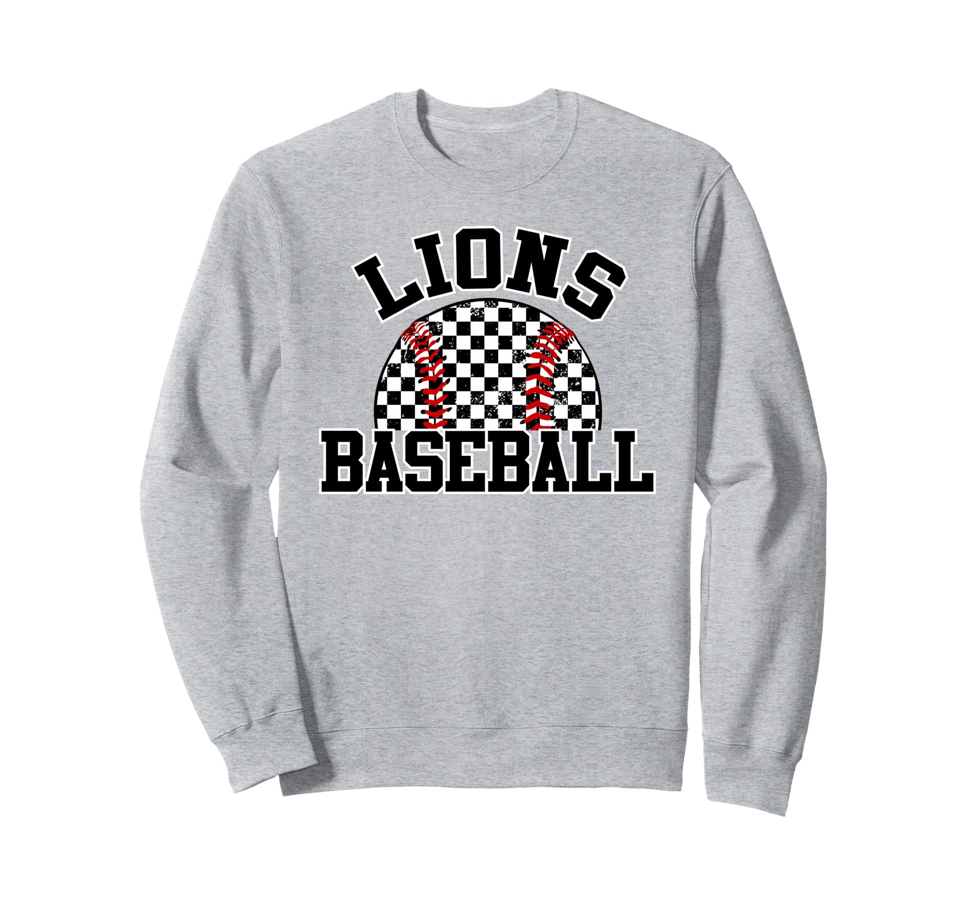 Lions Baseball Checkered Lion Sweatshirt - Fun Novelty Design Men Women - T-Shirt, Sweatshirt, Hoodie