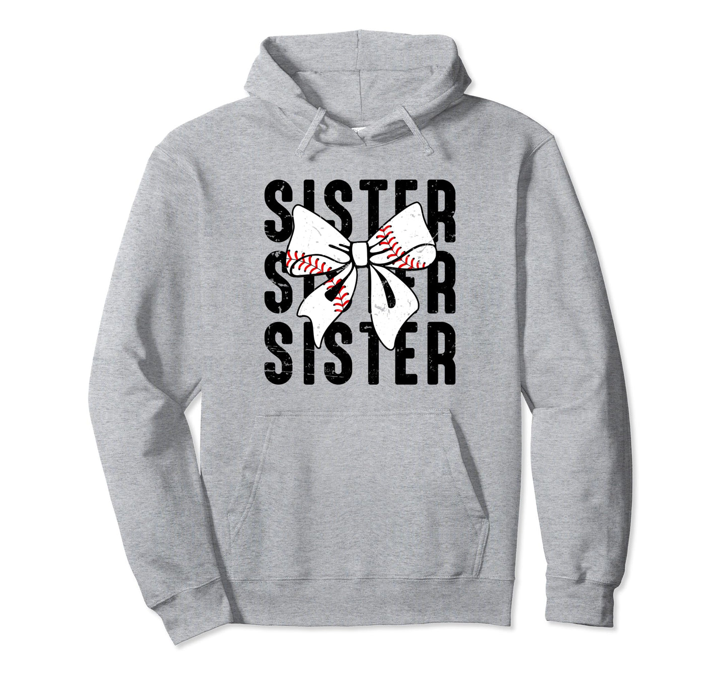 Coquette Baseball Sister Bow Hoodie - Casual Everyday Wear for Adults - T-Shirt, Sweatshirt, Hoodie