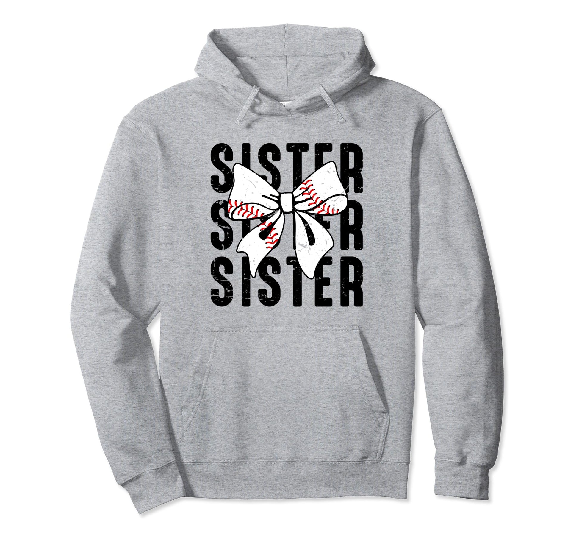 Coquette Baseball Sister Bow Hoodie - Casual Everyday Wear for Adults - T-Shirt, Sweatshirt, Hoodie