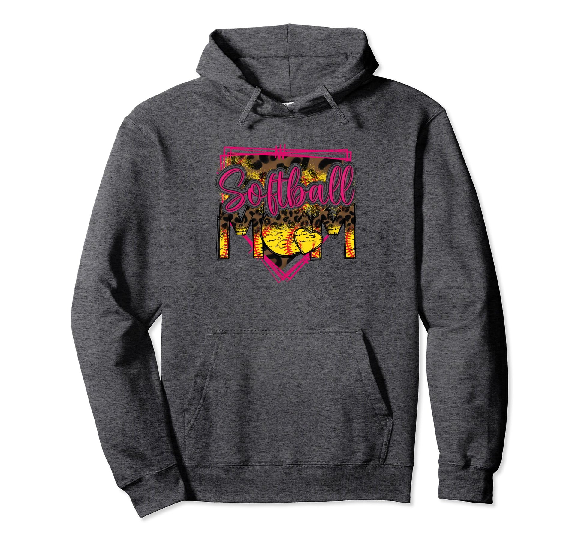 Softball Mom Leopard Funny Softball Hoodie - Streetwear Style for Adults - T-Shirt, Sweatshirt, Hoodie