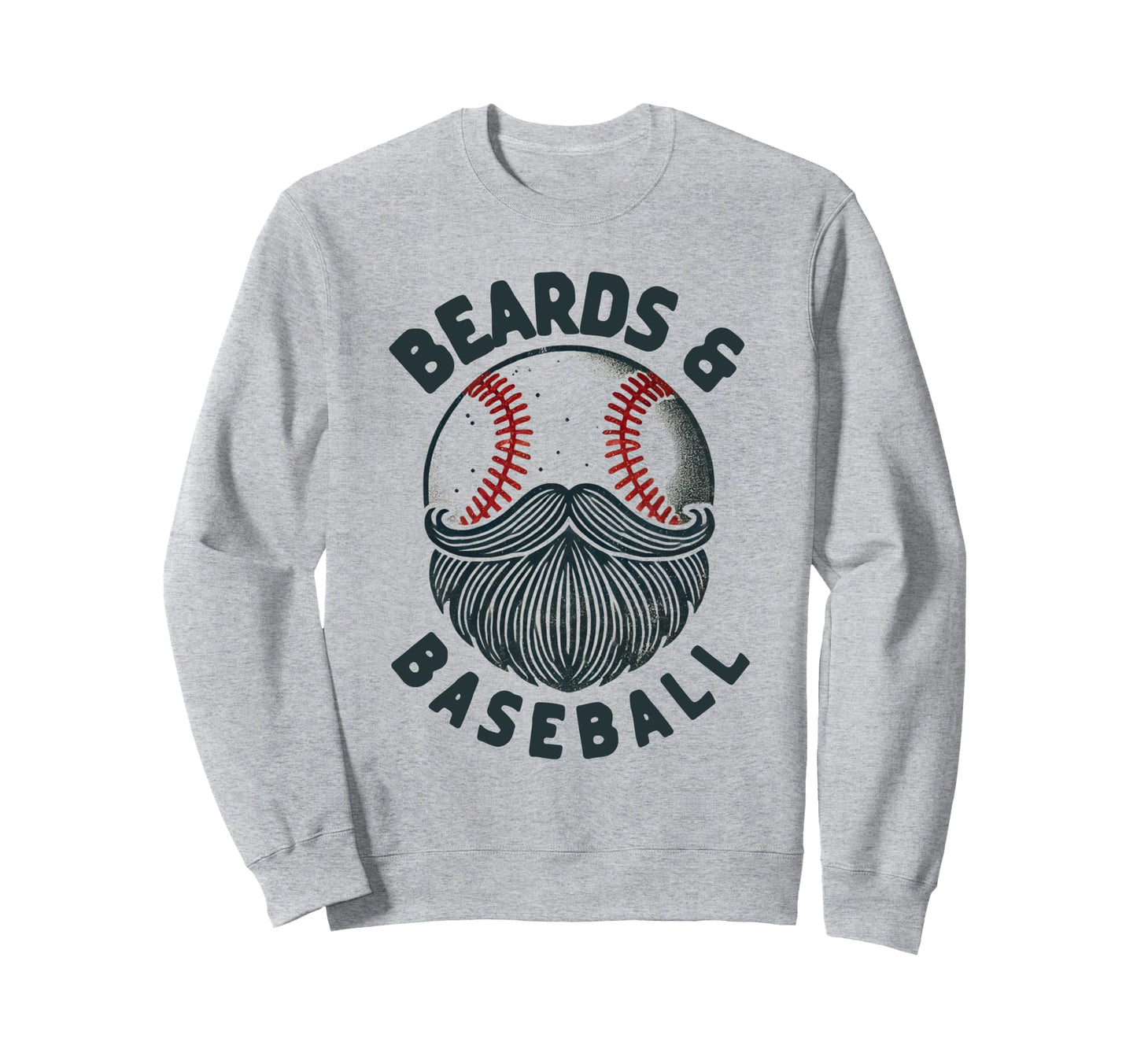 Funny Beards Baseball Distressed Sweatshirt - Minimalist Print for Adults - T-Shirt, Sweatshirt, Hoodie