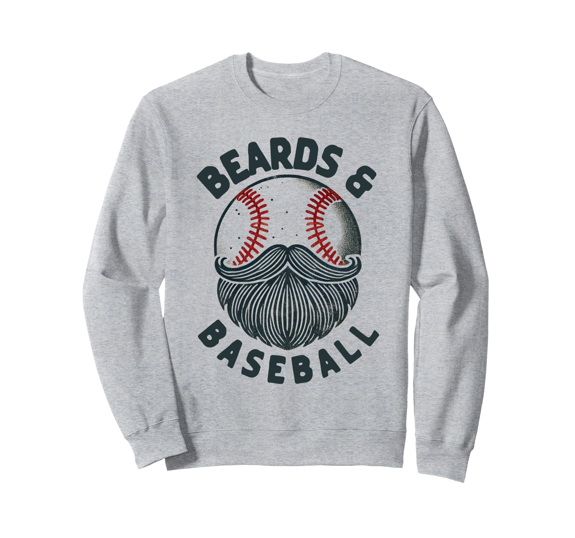 Funny Beards Baseball Distressed Sweatshirt - Minimalist Print for Adults - T-Shirt, Sweatshirt, Hoodie