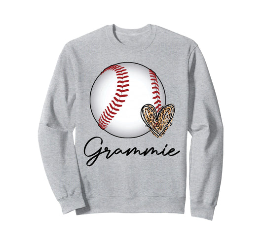 Baseball Grammie Leopard Heart Sweatshirt - Fun Novelty Design Unisex - T-Shirt, Sweatshirt, Hoodie