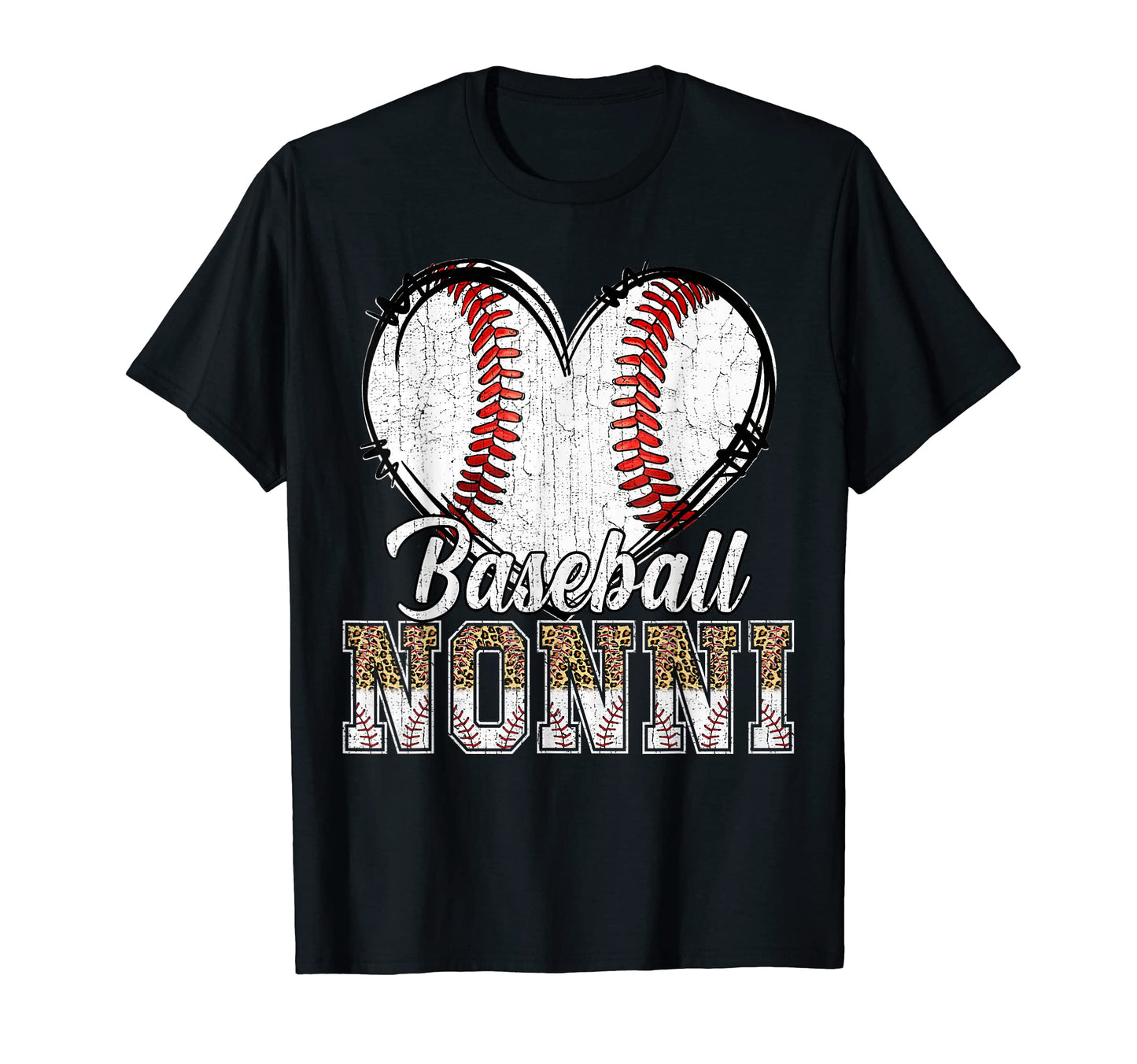 Softball Baseball Nonni Heart Leopard T-Shirt - Streetwear Style Men Women - T-Shirt, Sweatshirt, Hoodie