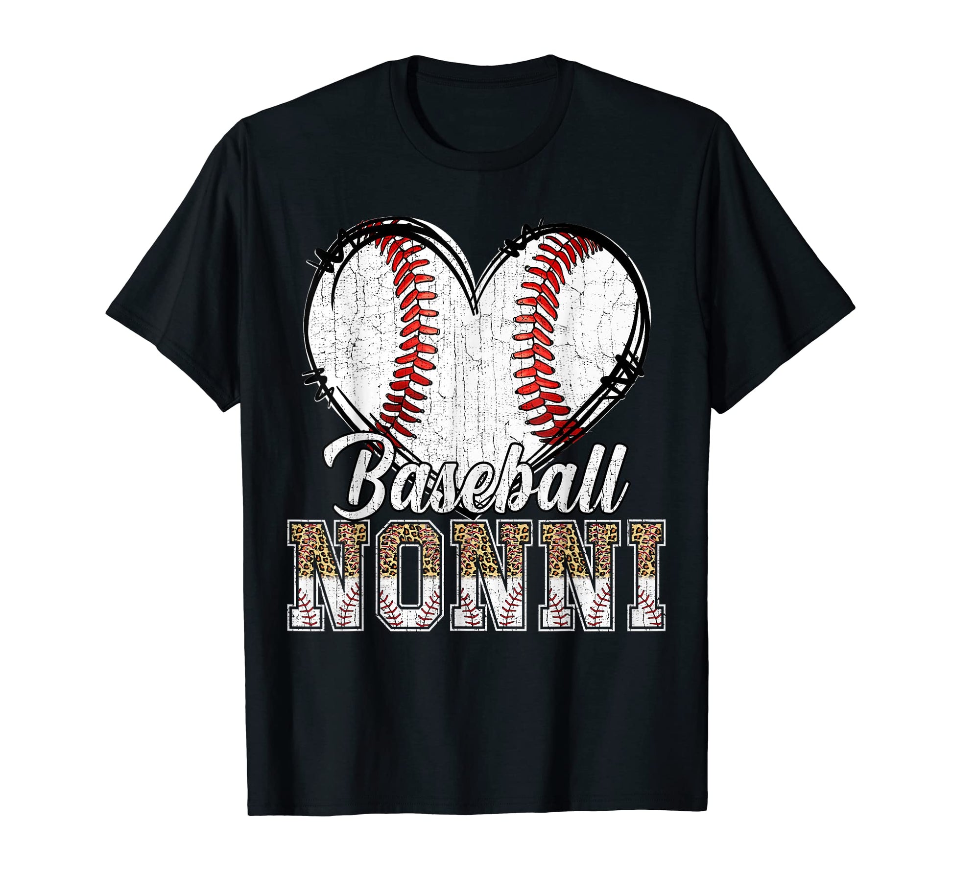 Softball Baseball Nonni Heart Leopard T-Shirt - Streetwear Style Men Women - T-Shirt, Sweatshirt, Hoodie