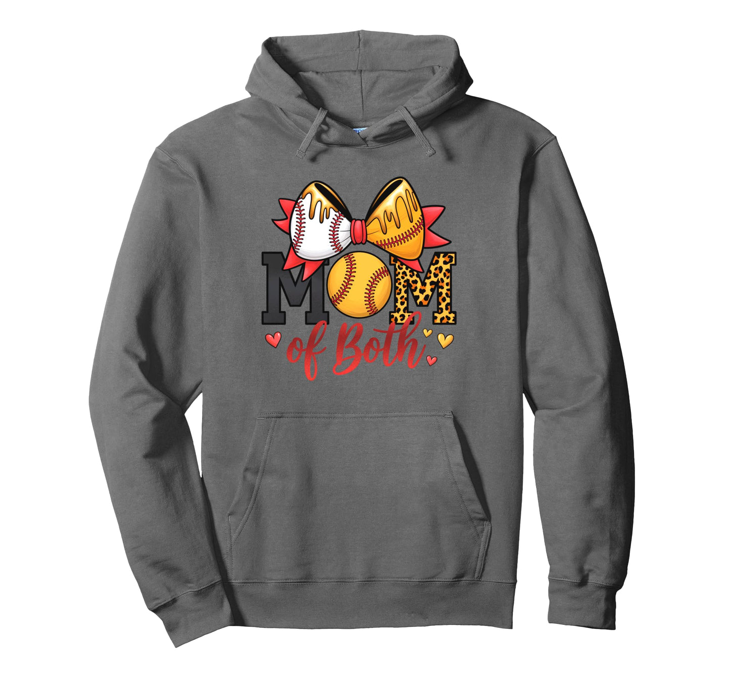Mom Both Leopard Game Day Baseball Hoodie - Aesthetic Graphic Unisex - T-Shirt, Sweatshirt, Hoodie