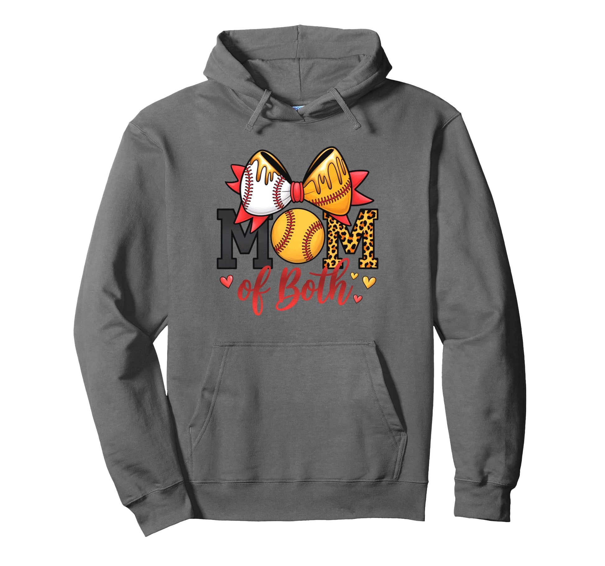 Mom Both Leopard Game Day Baseball Hoodie - Aesthetic Graphic Unisex - T-Shirt, Sweatshirt, Hoodie