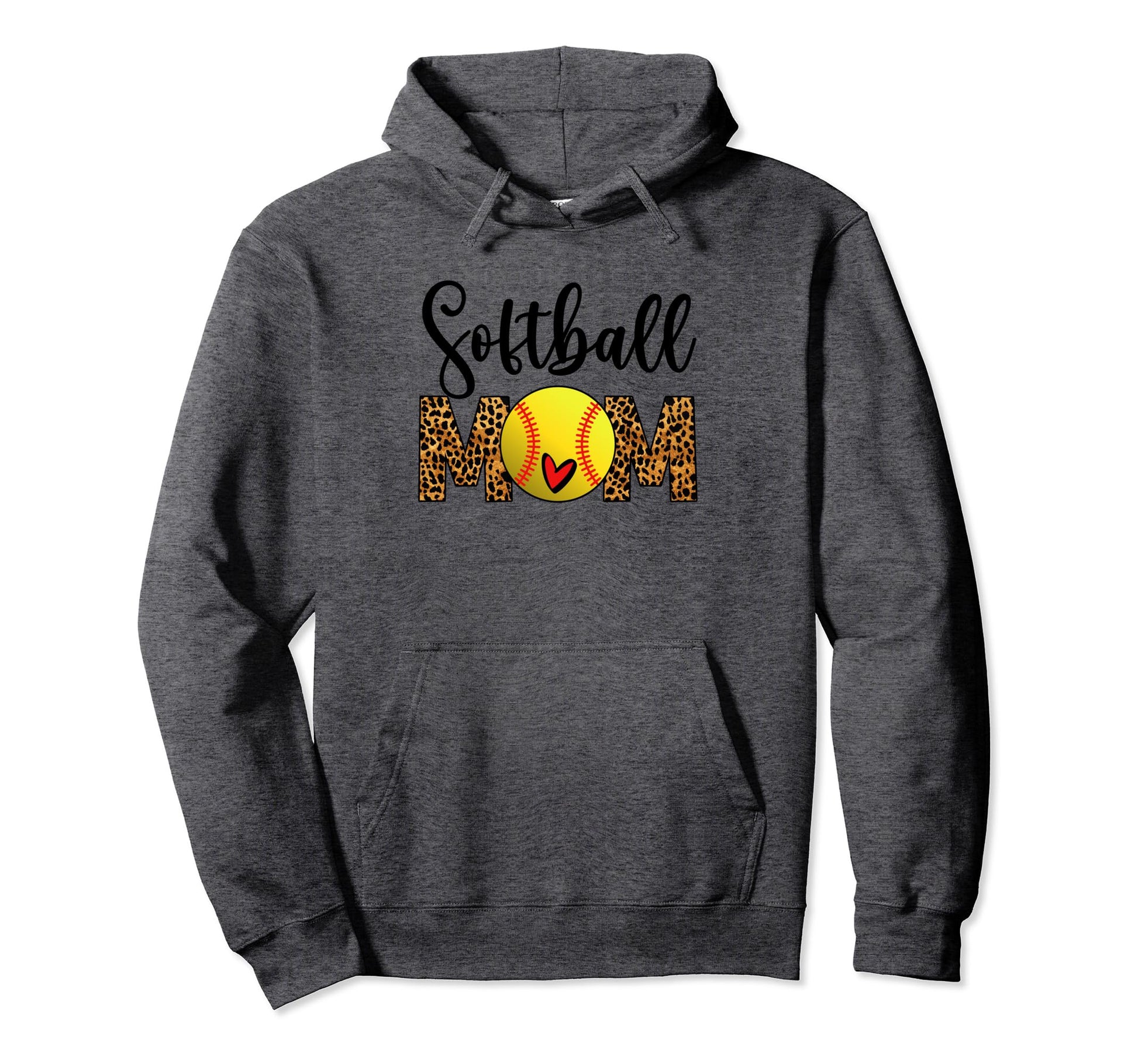 Softball Mom Leopard Funny Softball Hoodie - Custom Art Print for Adults - T-Shirt, Sweatshirt, Hoodie