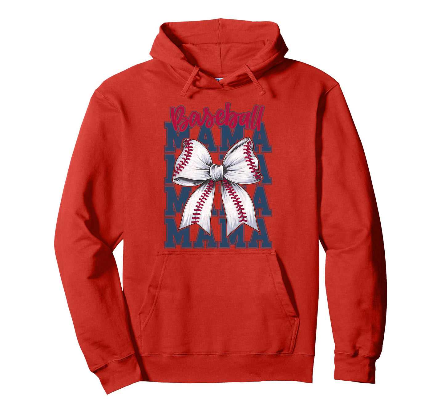 Baseball Mama Coquette Bow Game Hoodie - Casual Everyday Wear for Adults - T-Shirt, Sweatshirt, Hoodie
