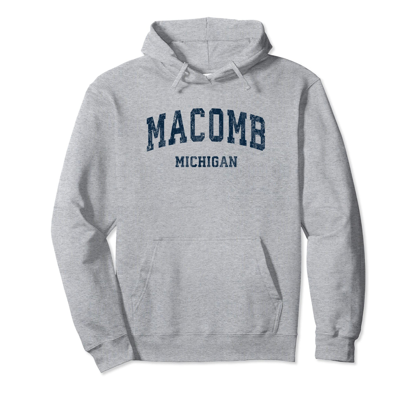 Macomb Michigan Mi Varsity Sports Navy Hoodie - Custom Art Print Men Women - T-Shirt, Sweatshirt, Hoodie