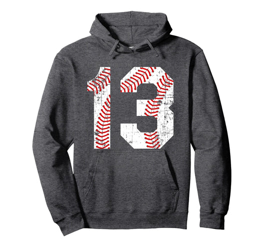 Baseball 13 Jersey Number Hoodie - Custom Art Print Men Women - T-Shirt, Sweatshirt, Hoodie