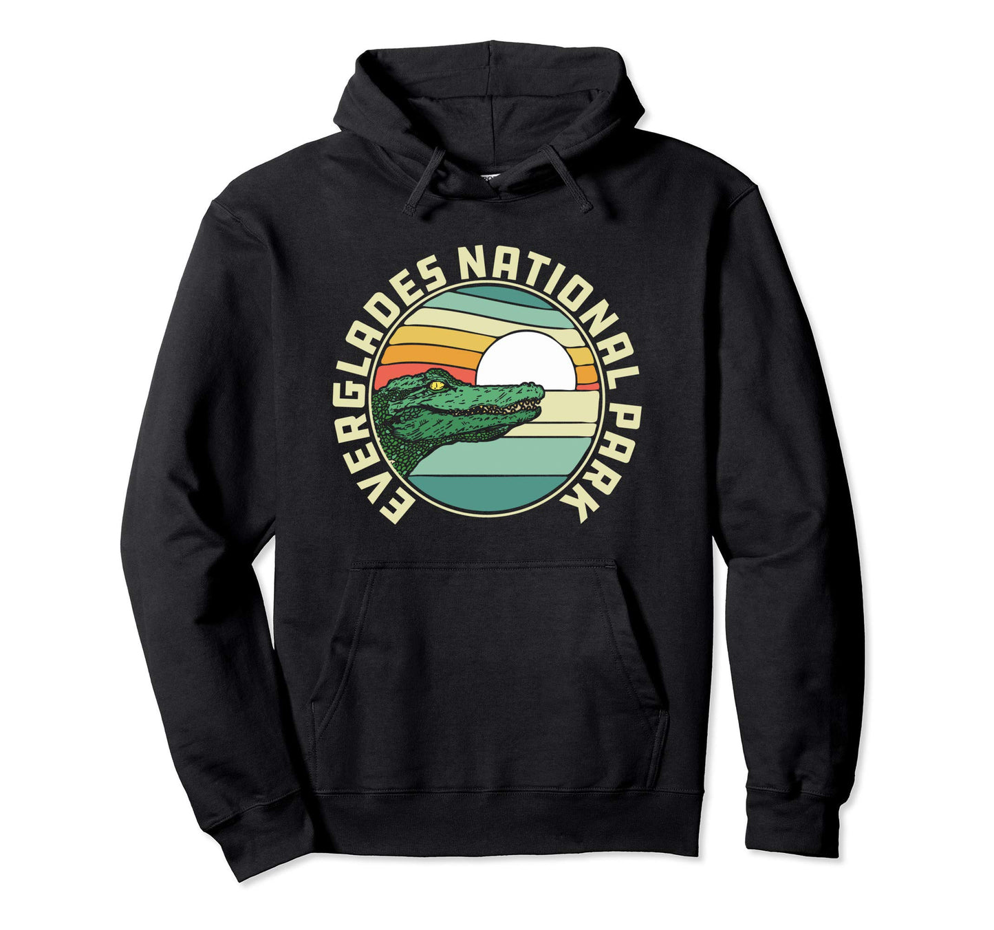Everglades National Park Alligator 80S Hoodie - Minimalist Print Men Women - T-Shirt, Sweatshirt, Hoodie