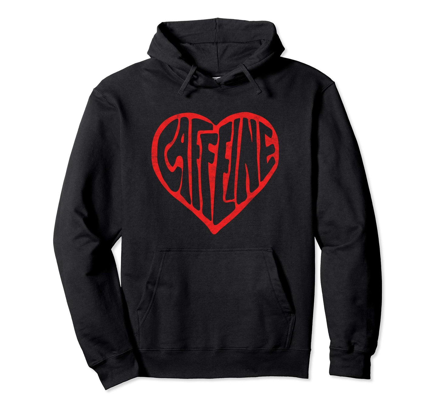 Caffeine Love Heart Typography Coffee Tea Hoodie - Custom Art Print Unisex - T-Shirt, Sweatshirt, Hoodie