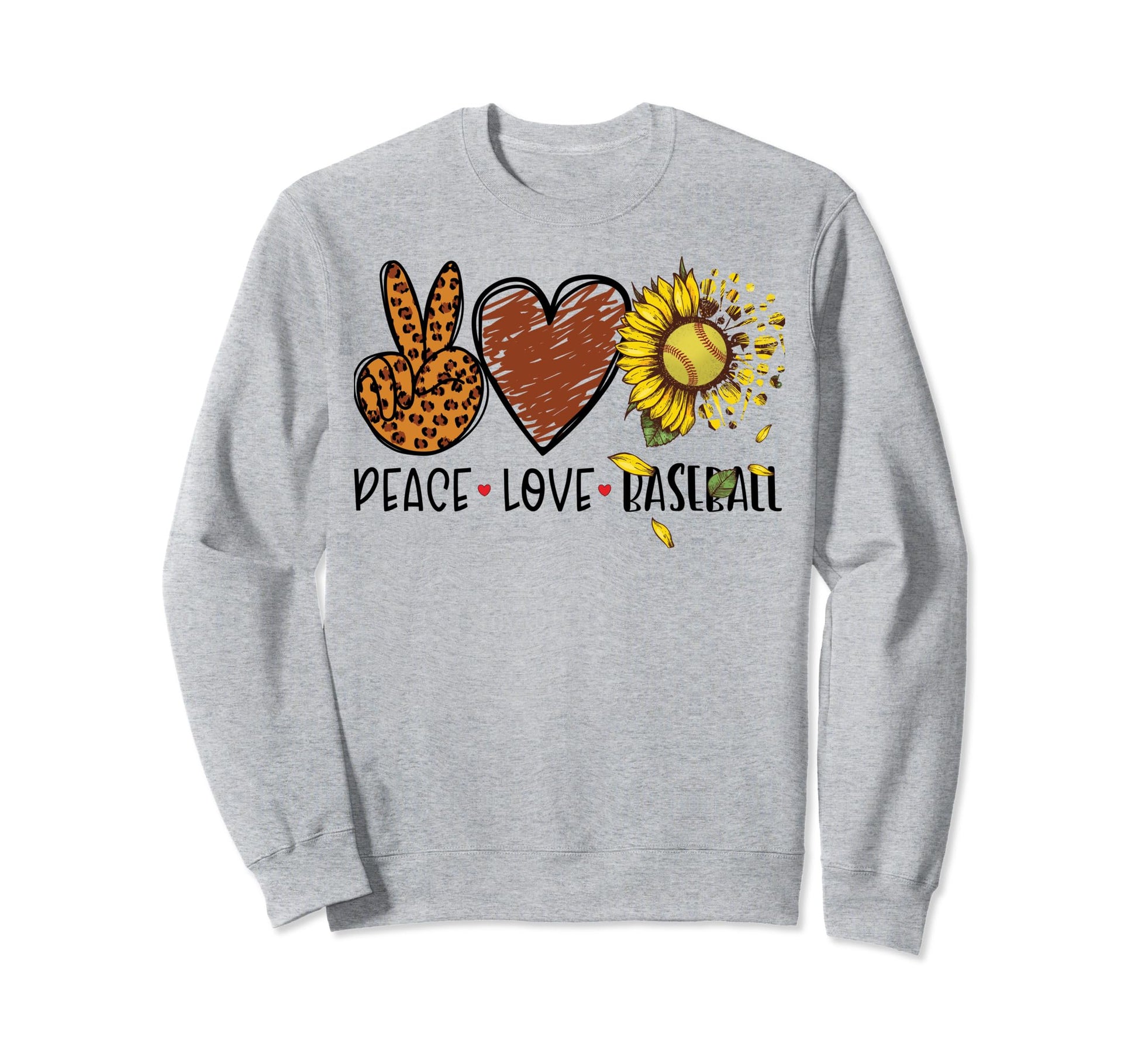 Peace Love Baseball Funny Sweatshirt - Unique Graphic Men Women - T-Shirt, Sweatshirt, Hoodie