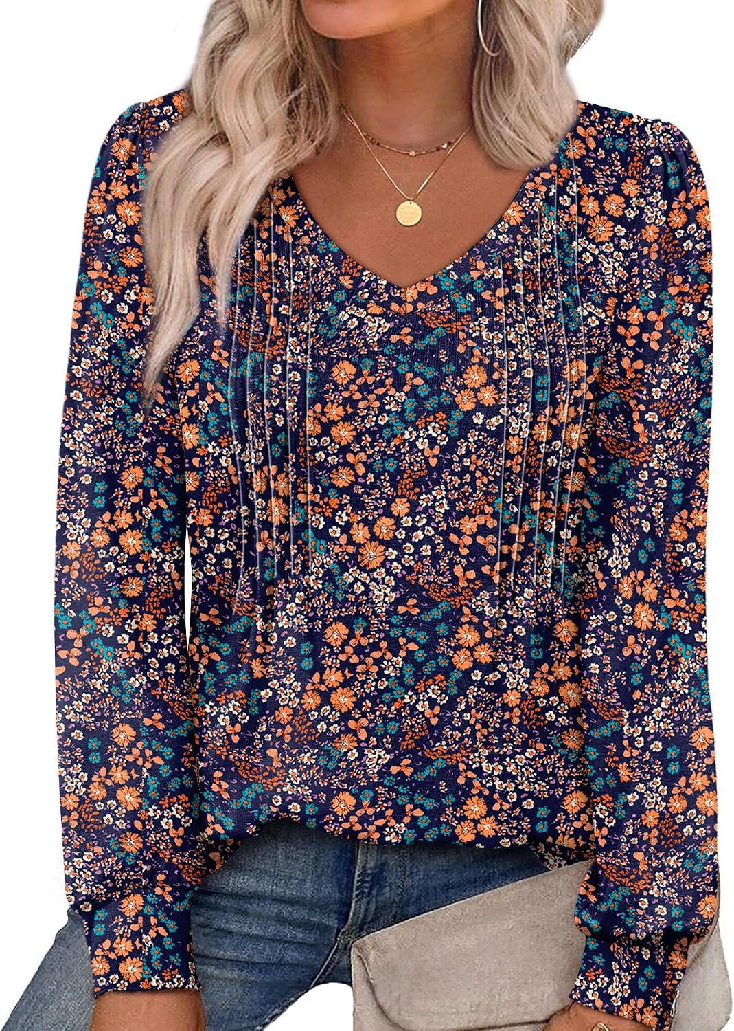 Womens Pleated V Neck Curved Hem Fall Winter Tunic - Adult & Kids T-Shirts, Sweatshirts & Hoodies apparel design preview 1