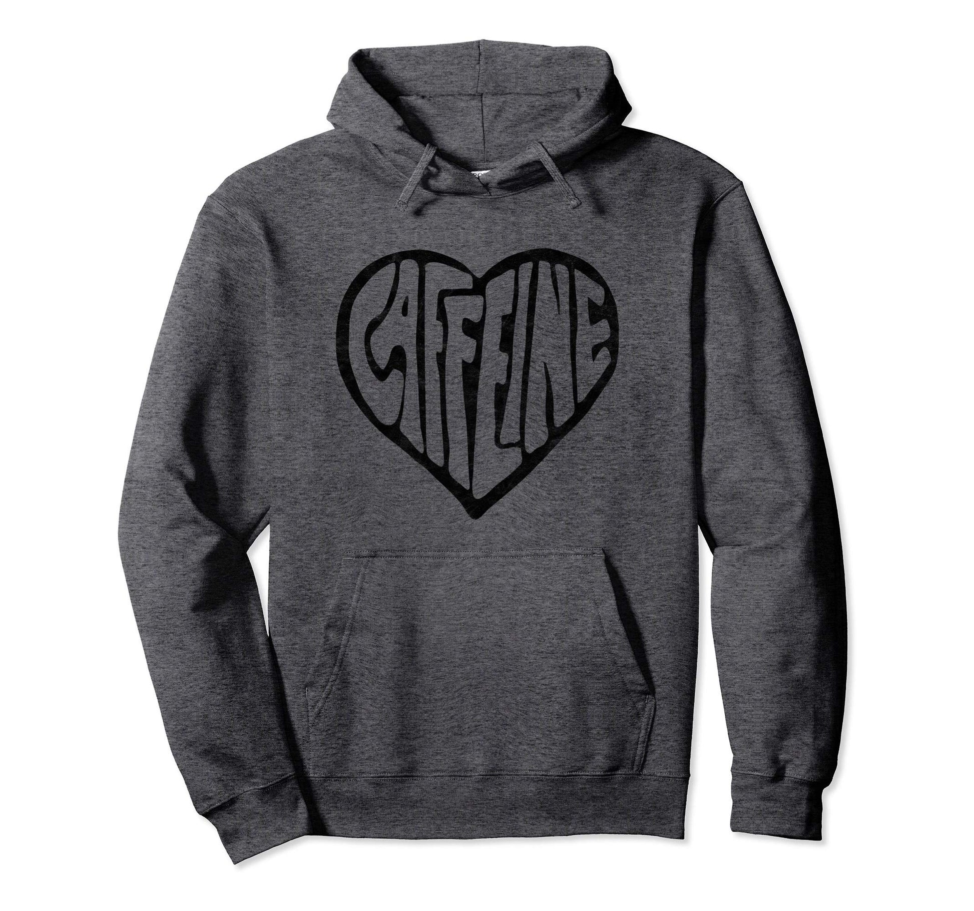 Caffeine Love Heart Typography Coffee Tea Hoodie - Graphic Print Men Women - T-Shirt, Sweatshirt, Hoodie