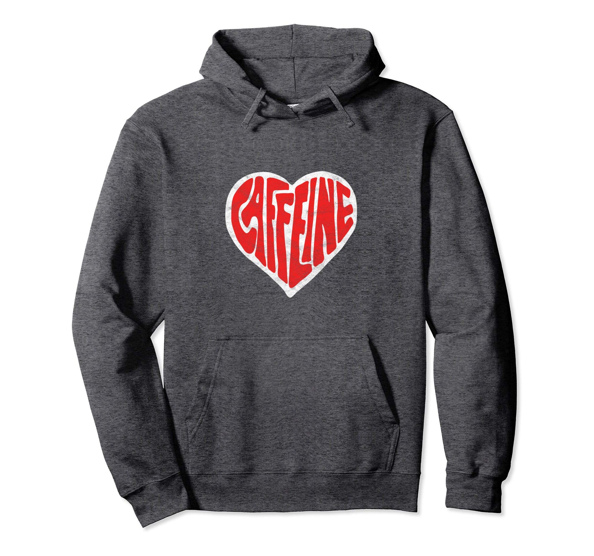 Caffeine Love Heart Typography Coffee Hoodie - Trendy Graphic for Adults - T-Shirt, Sweatshirt, Hoodie