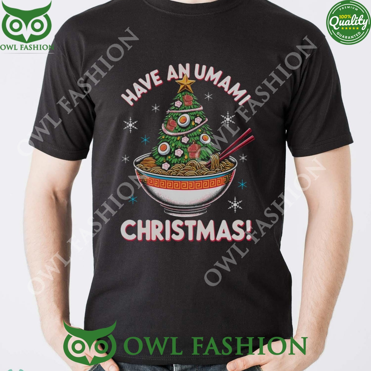Ramen Have an Umami Christmas Tree Black Ugly Sweater - Adult & Kids T-Shirts, Sweatshirts & Hoodies apparel design preview 1