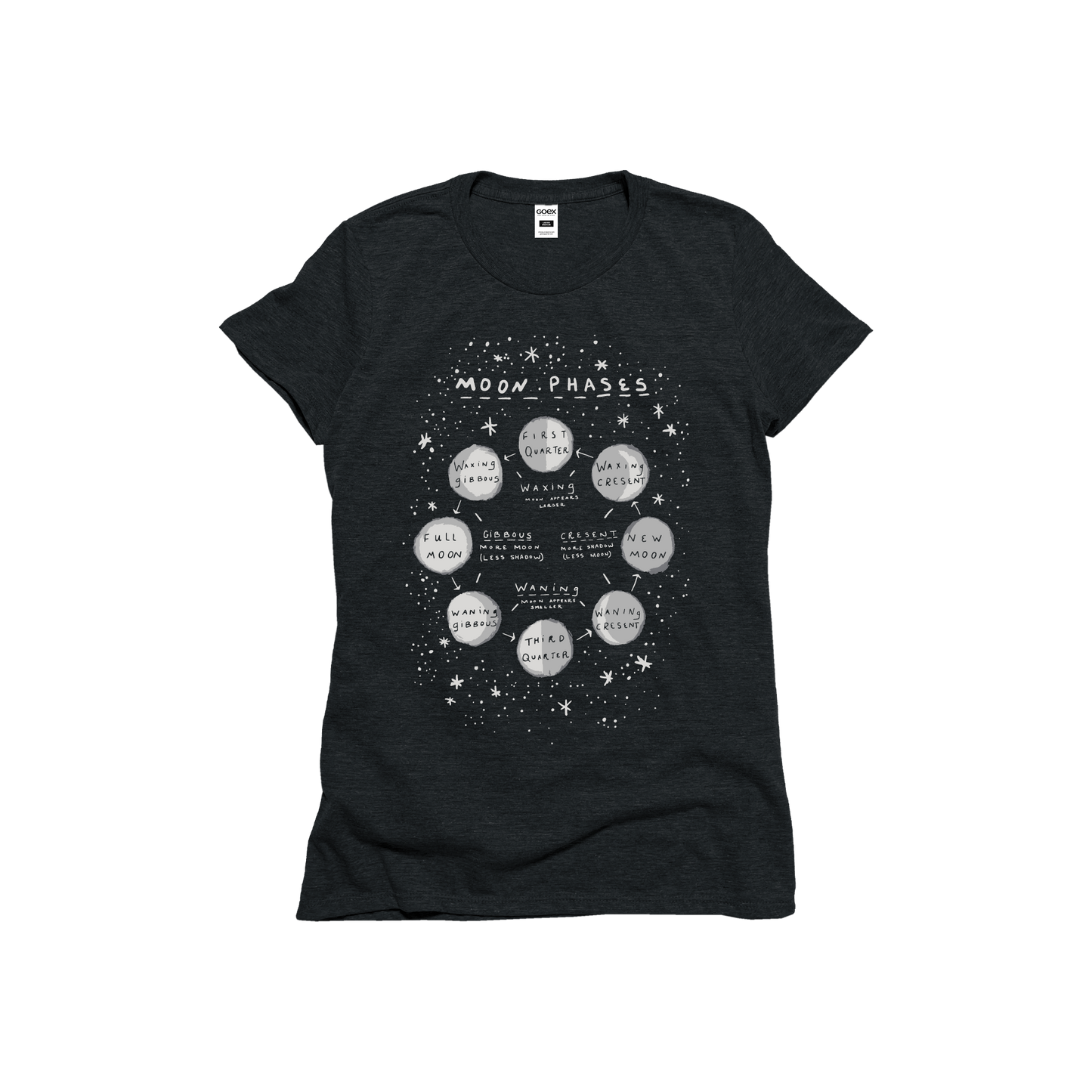 Moon Phases Graphic Charcoal 24pk - Adult & Kids T-Shirts, Sweatshirts & Hoodies apparel design preview 1