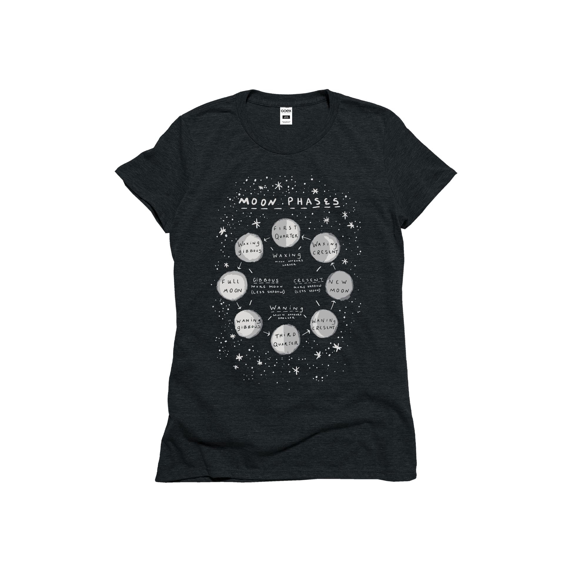 Moon Phases Graphic Charcoal 24pk - Adult & Kids T-Shirts, Sweatshirts & Hoodies apparel design preview 1