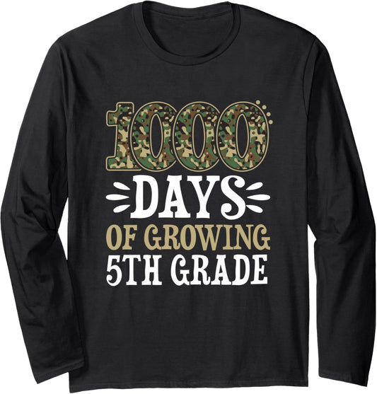 1000 Days Growing Camouflage Teacher Student 5Th Grade Sweatshirt