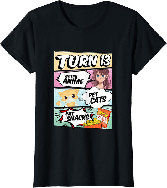 13Th Anime Turns 13 Pet Cats Watch Anime Tee Elegant Style