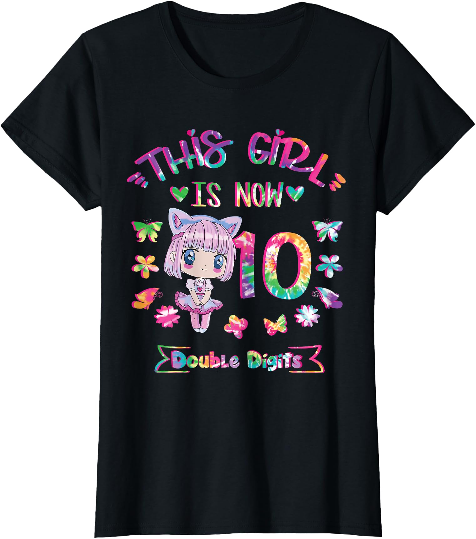 10 Years Old Anime Chibi Kawaii Tie Dye Tee Classic Art