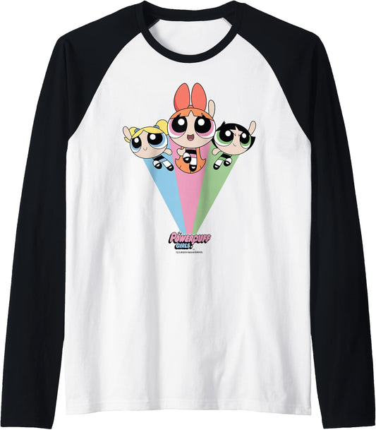 Cn Powerpuff Group Shot Raglan Baseball Shirt Retro Collection