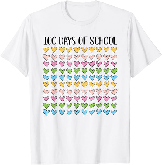 100 Days School Hearts 100Th Teacher Hoodie Authentic Apparel