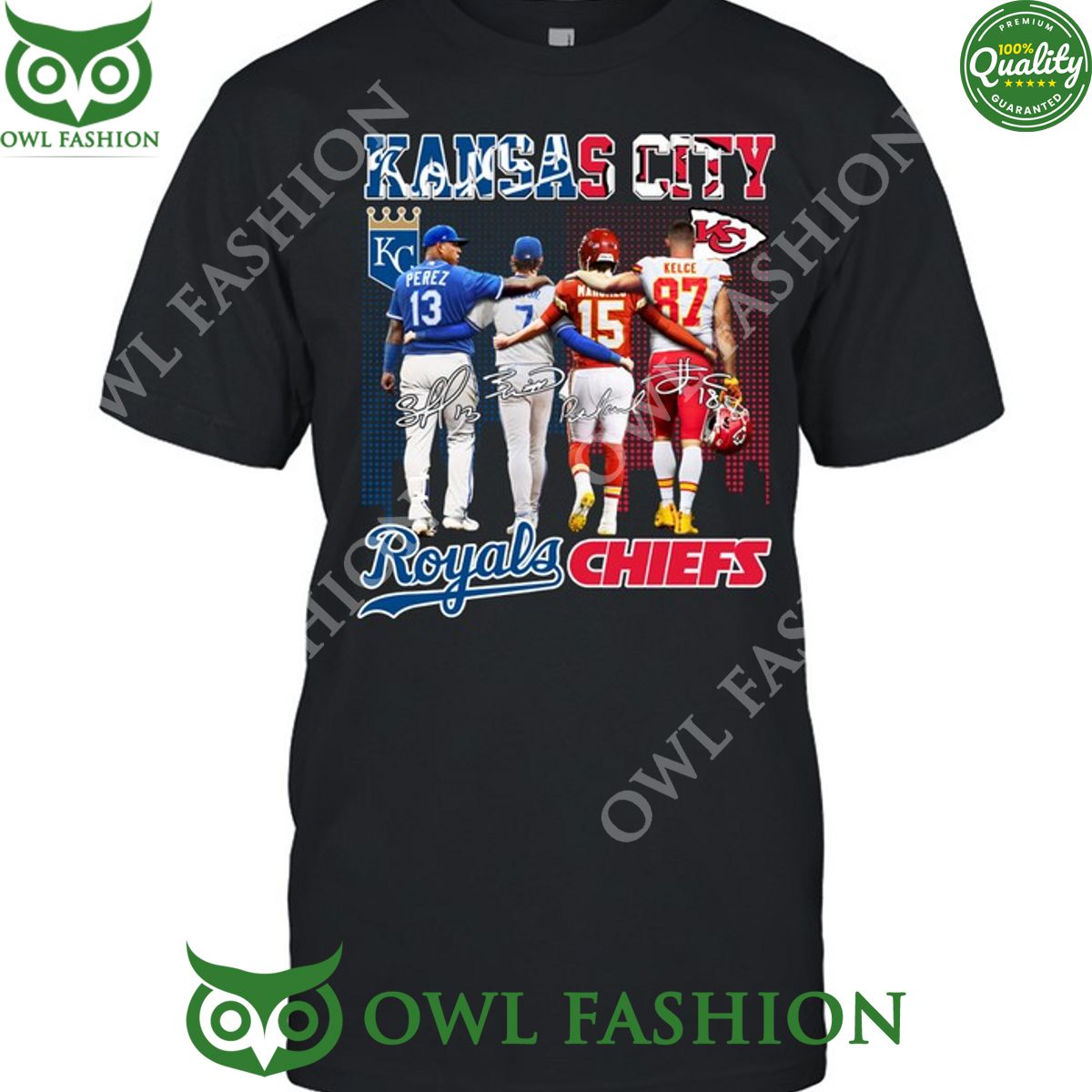 Kansas City Royals Chiefs 4 players - Adult & Kids T-Shirts, Sweatshirts & Hoodies apparel design preview 1