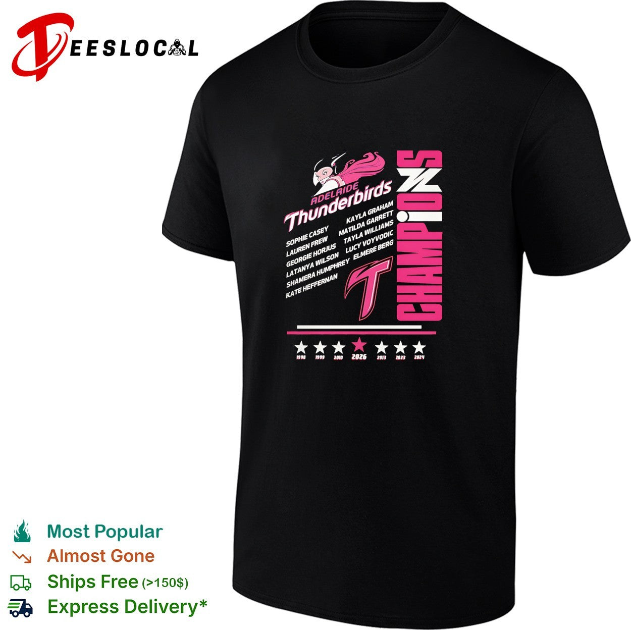 Adelaide Thunderbirds champions 2026 player names - Adult & Kids T-Shirts, Sweatshirts & Hoodies apparel design preview 1