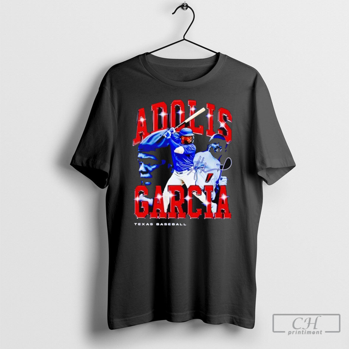 Adolis Garcia Texas Baseball Retro Flair Signature - Adult & Kids T-Shirts, Sweatshirts & Hoodies apparel design preview 1