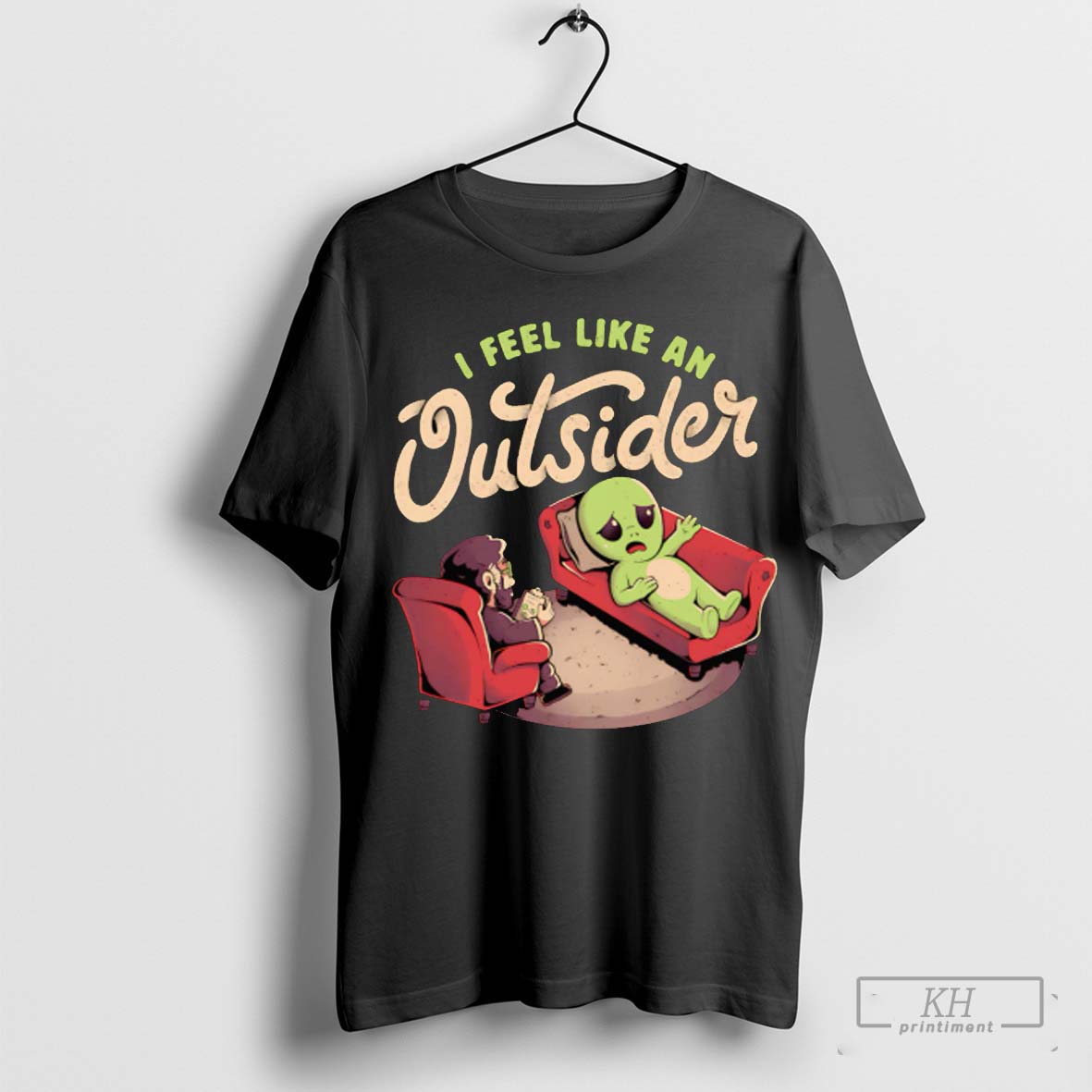 Alien I Feel Like An Outsider Cutom Poster Coffee - Adult & Kids T-Shirts, Sweatshirts & Hoodies apparel design preview 1