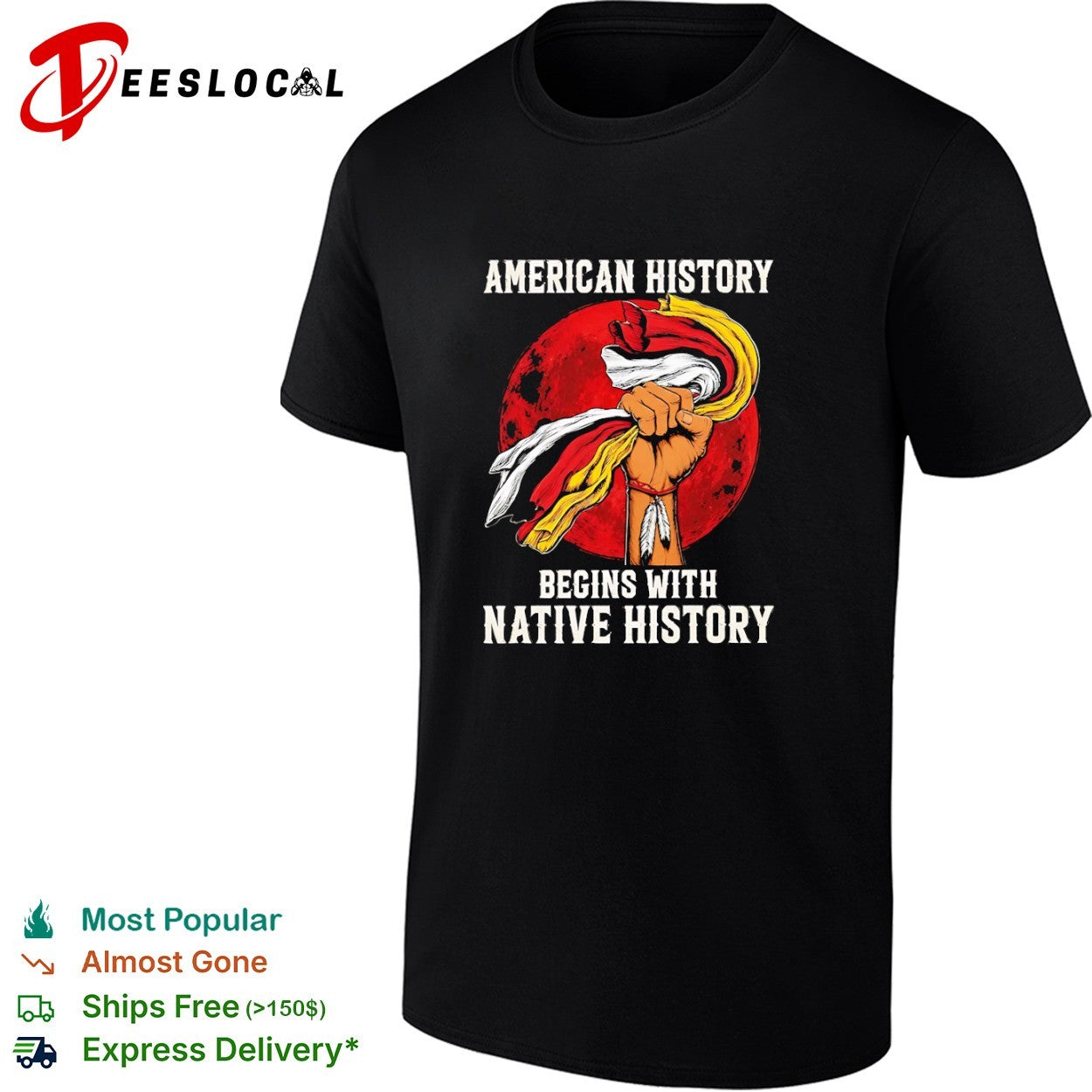 American History Begins with Native - Adult & Kids T-Shirts, Sweatshirts & Hoodies apparel design preview 1