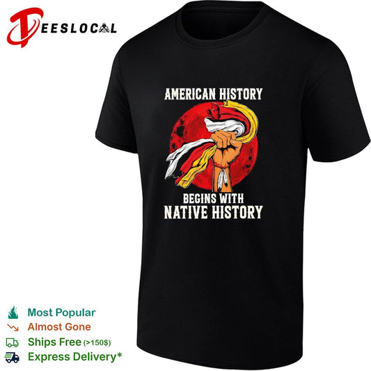 American History Begins with Native - Adult & Kids T-Shirts, Sweatshirts & Hoodies apparel design preview 1