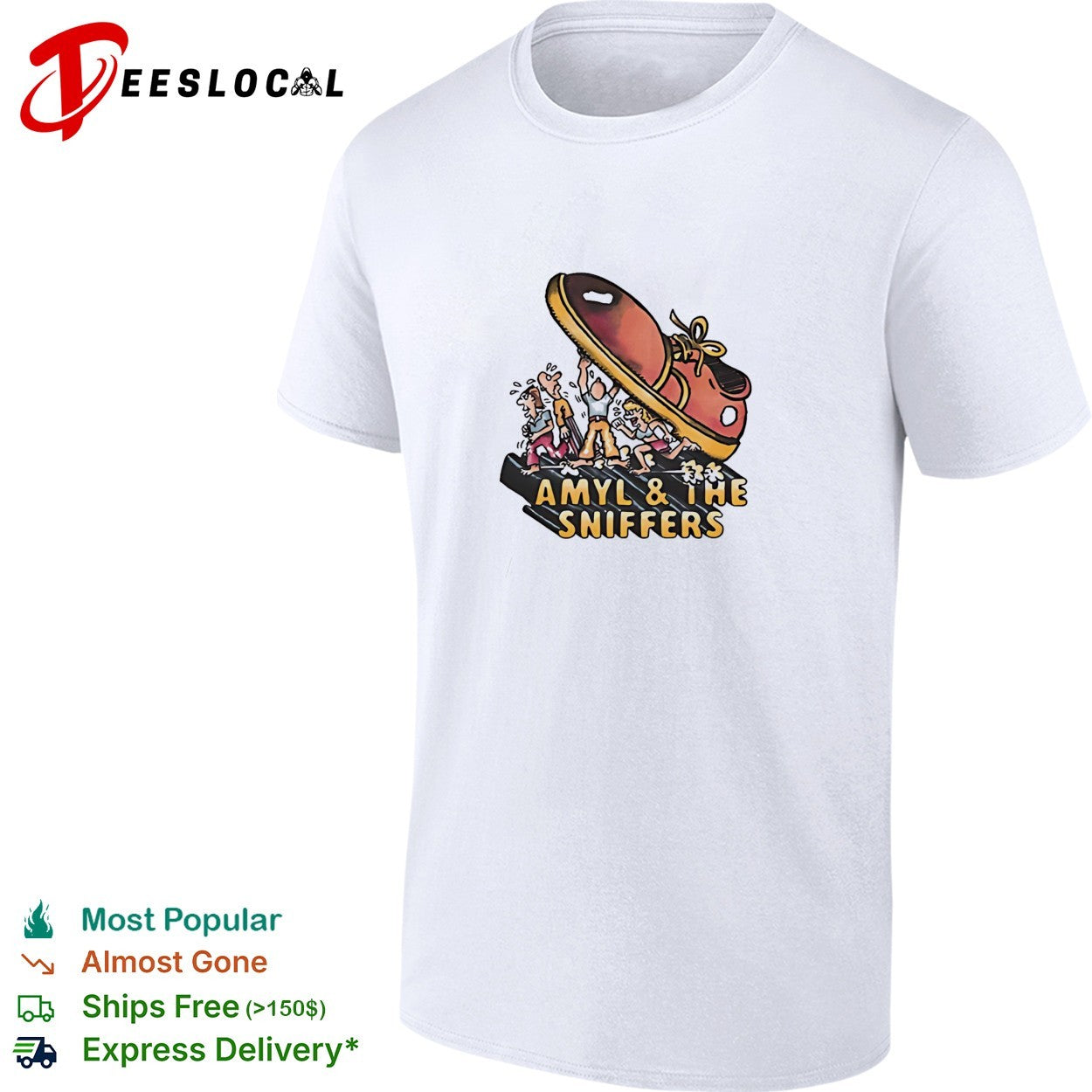 Amyl and the Sniffers giant shoe stomping people - Adult & Kids T-Shirts, Sweatshirts & Hoodies apparel design preview 1