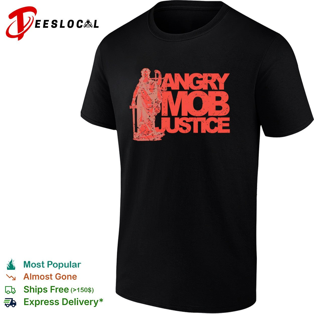 Angry mob justice statue - Adult & Kids T-Shirts, Sweatshirts & Hoodies apparel design preview 1