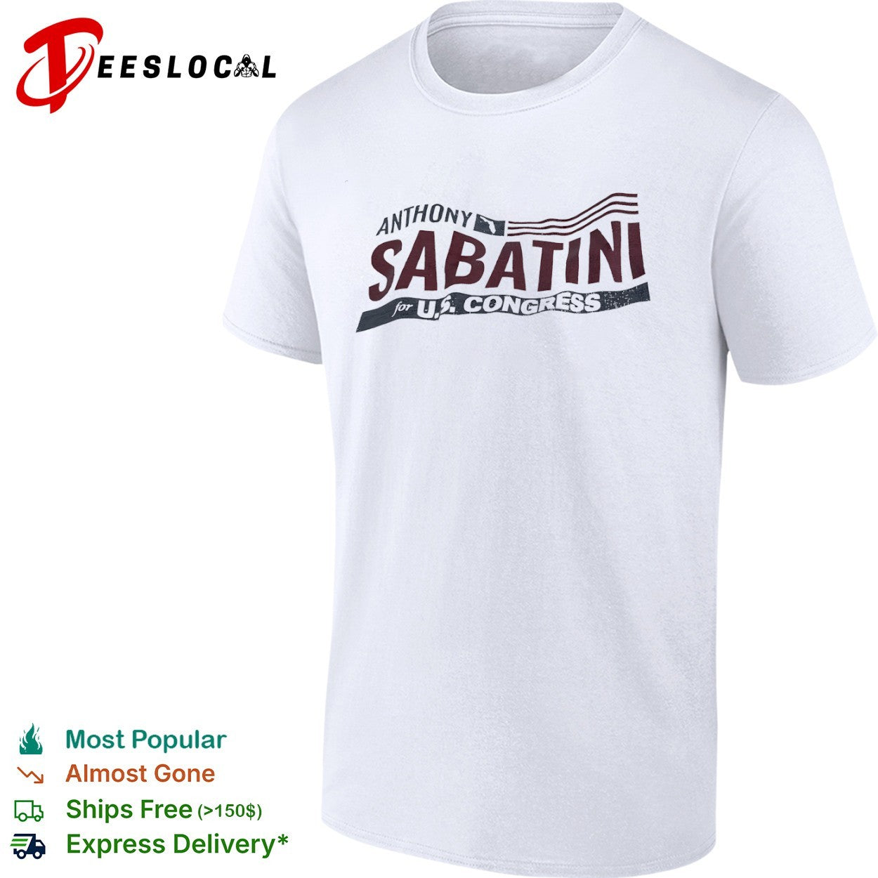 Anthony Sabatini flag stripes for US Congress - Adult & Kids T-Shirts, Sweatshirts & Hoodies apparel design preview 1