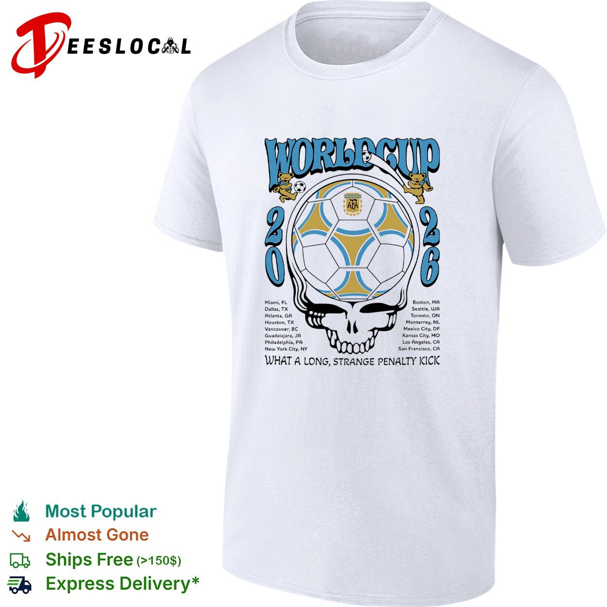 Argentina AFA World Cup 2026 Grateful Dead dancing - Adult & Kids T-Shirts, Sweatshirts & Hoodies apparel design preview 1