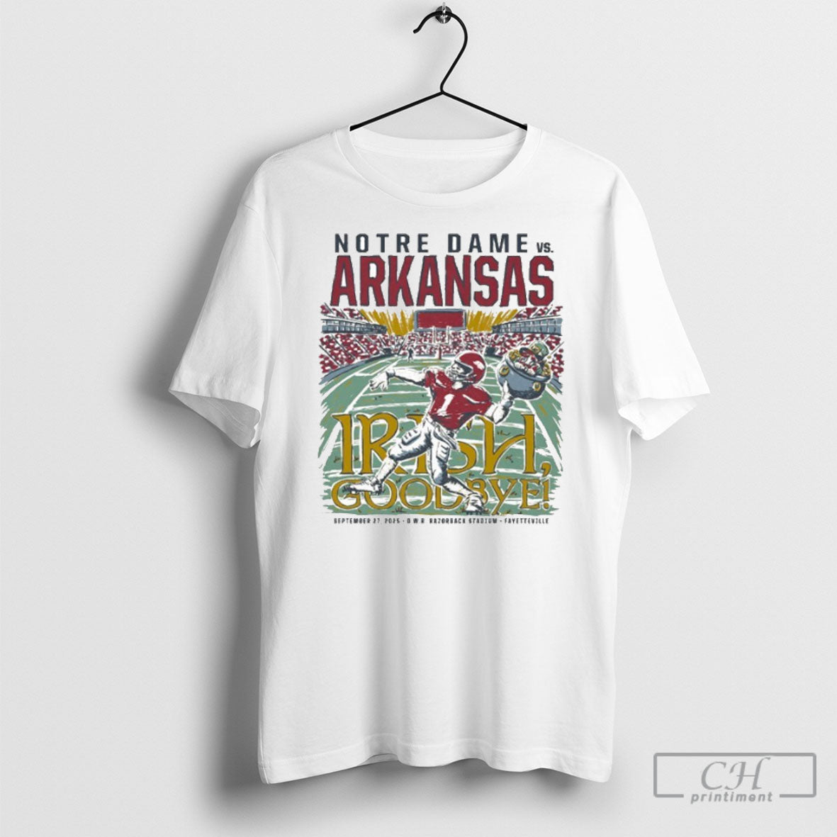 Arkansas Vs Notre Dame Game Day 2025 September 27 - Adult & Kids T-Shirts, Sweatshirts & Hoodies apparel design preview 1
