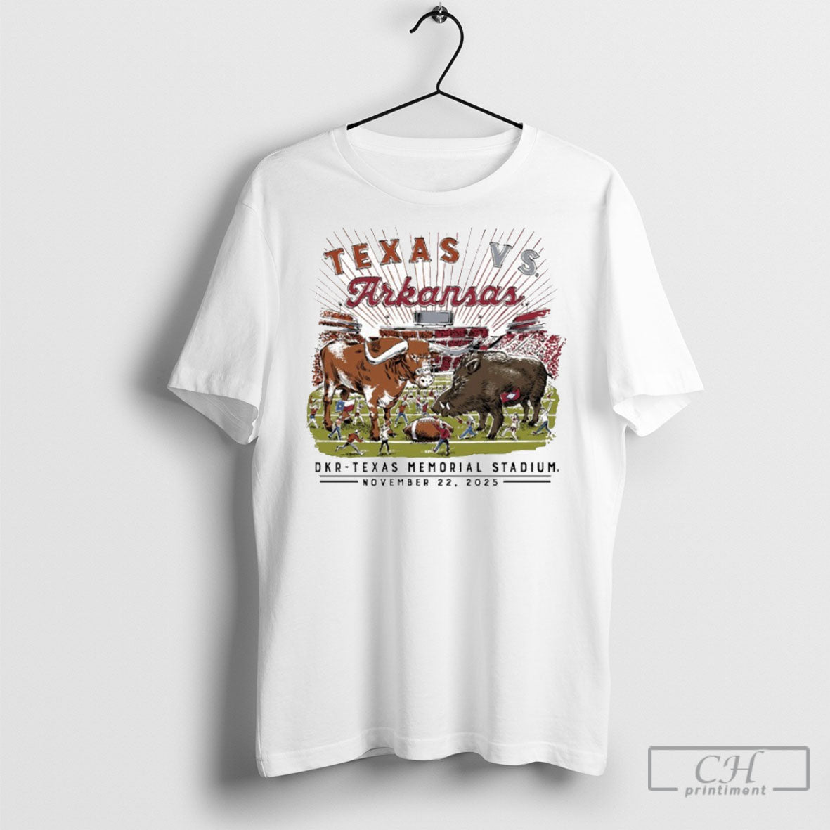 Arkansas Vs Texas Longhorns Game Day 2025 November 22 - Adult & Kids T-Shirts, Sweatshirts & Hoodies apparel design preview 1
