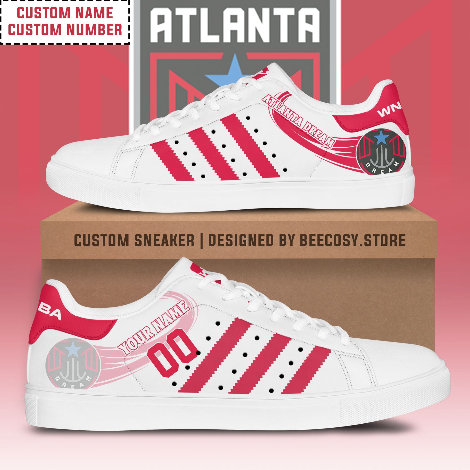 NBA Atlanta Dream Personalized Stan Smith Low top - Adult & Kids T-Shirts, Sweatshirts & Hoodies apparel design preview 1