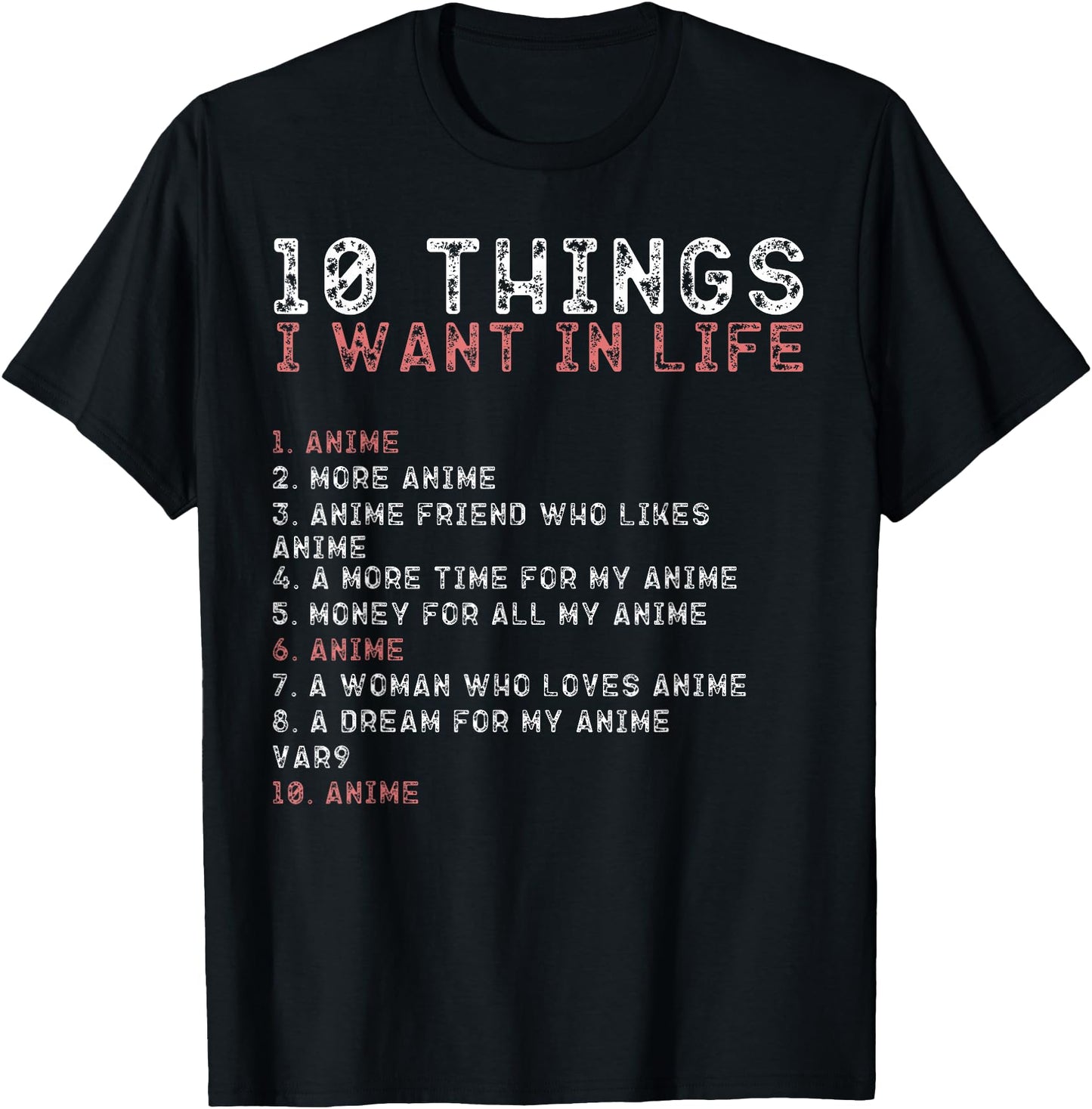 10 Things I Want My Life Shirts Anime Lovers TShirt Elegant Apparel