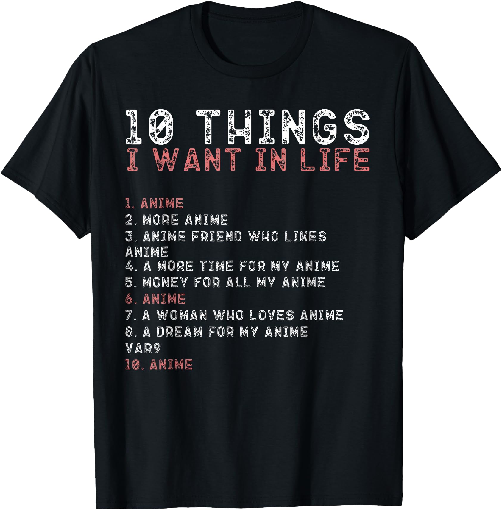 10 Things I Want My Life Shirts Anime Lovers TShirt Elegant Apparel