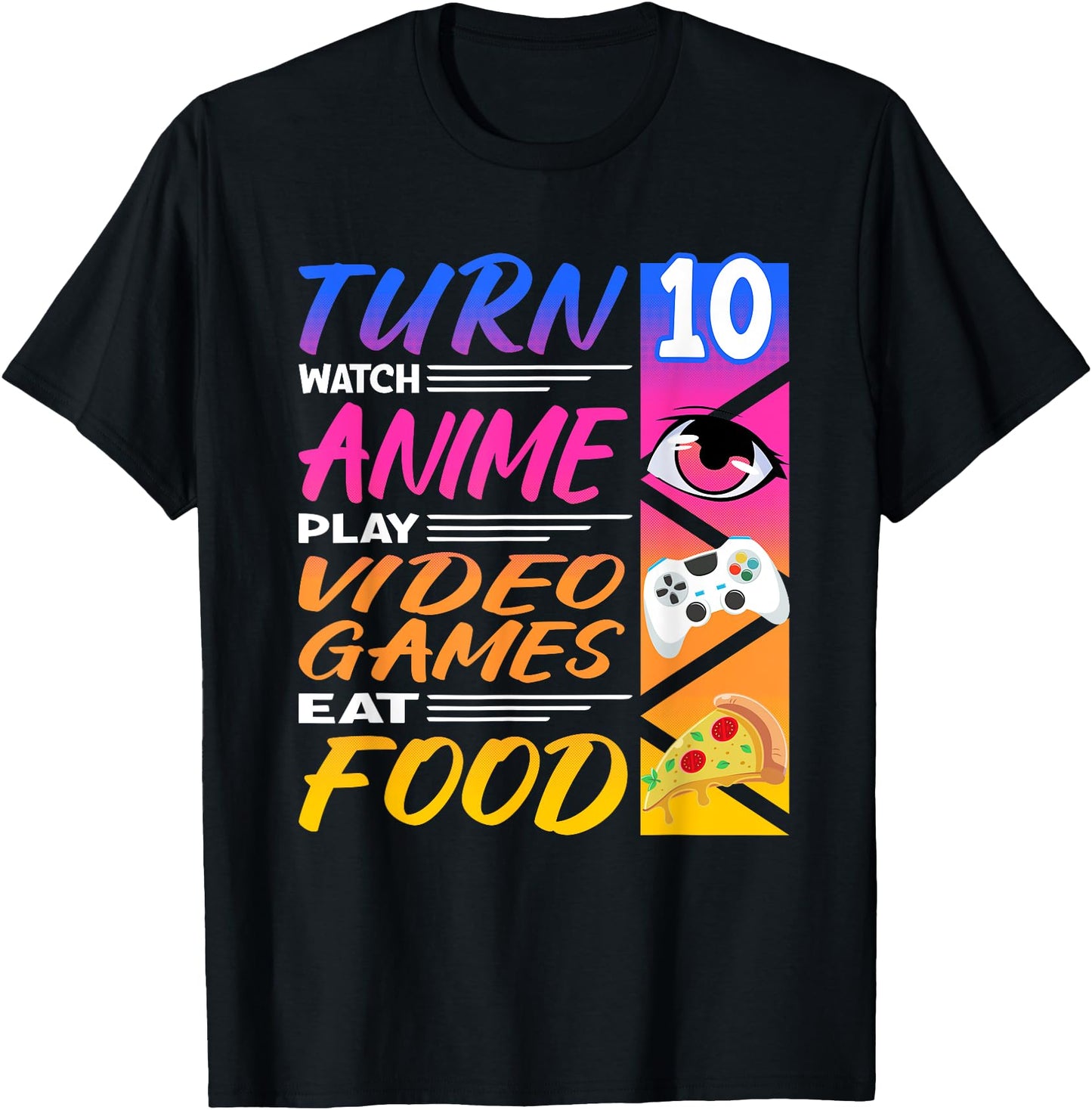 10Th I Manga I Gamer I 90S Kawaii Pizza Anime Tee Vintage Merch