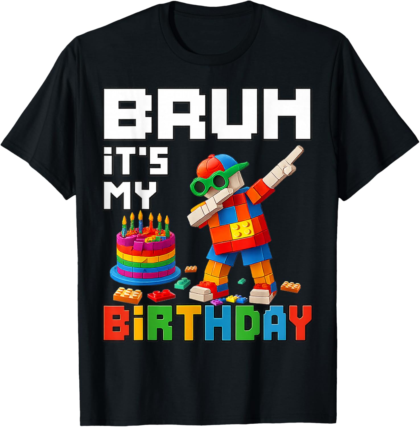Bruh Its My Birthday Master Builder Block Brick Men - Adult & Kids T-Shirts, Sweatshirts & Hoodies apparel design preview 1