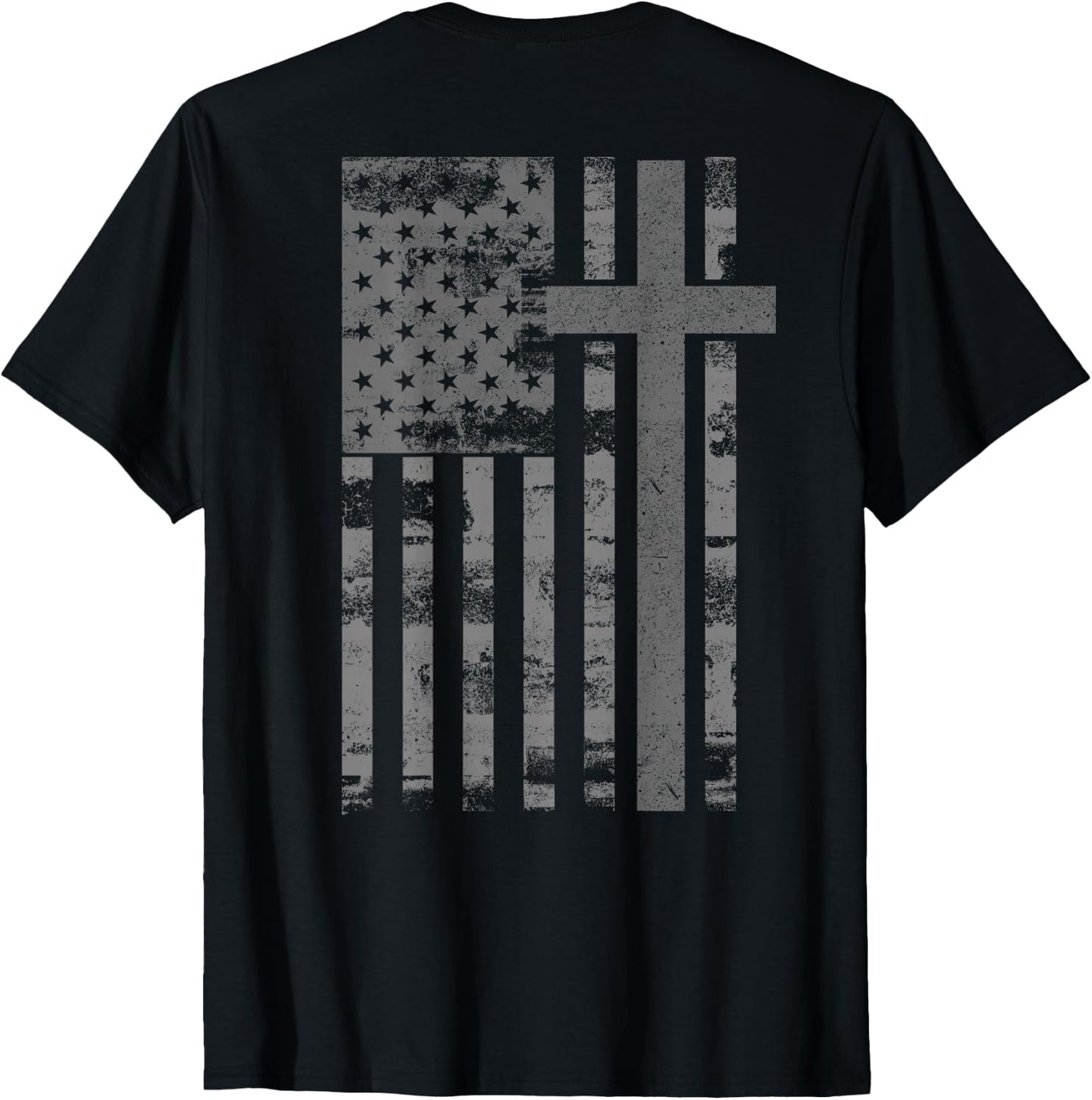 (Art on Back) American Flag Christian Faith Cross - Adult & Kids T-Shirts, Sweatshirts & Hoodies apparel design preview 1